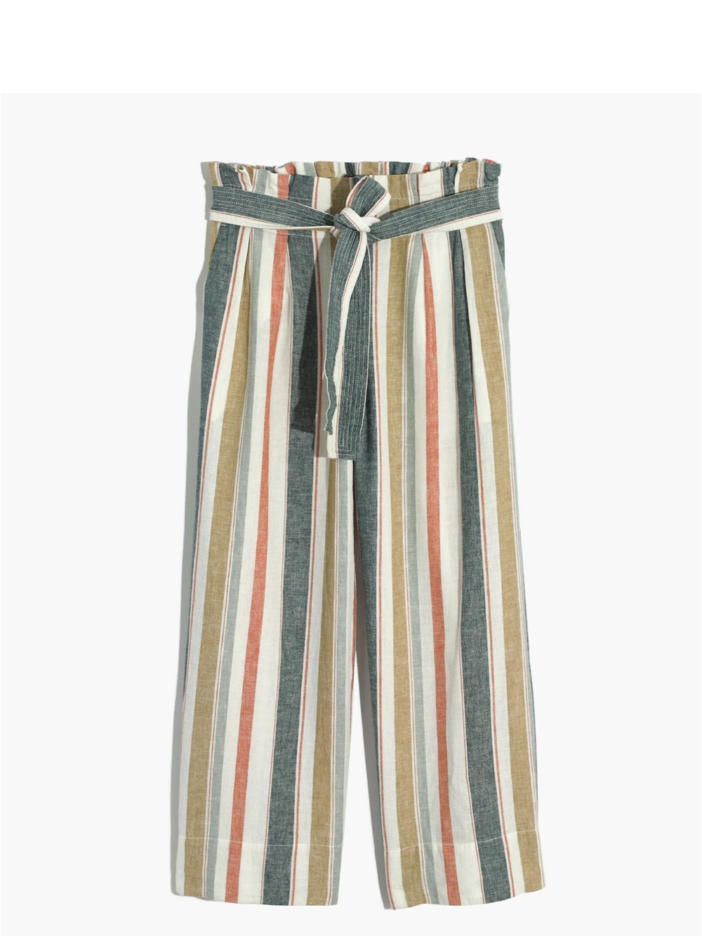 Tie-Waist Huston Pull-On Crop Pants in Stripe